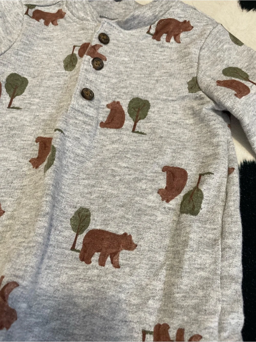 5/$20 Gray Bear & Tree Print Baby Romper